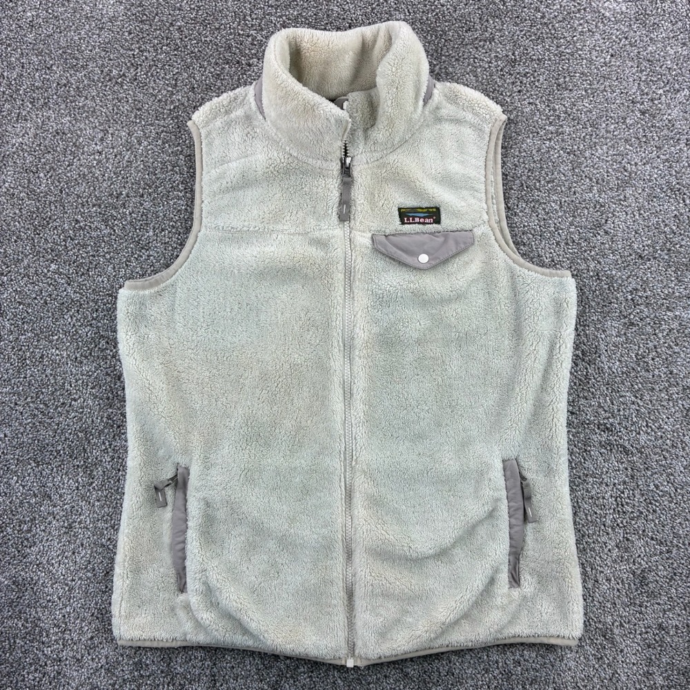 L.L. Bean Mountain Classic‎ Fleece Vest Women's Medium Cream Zip Sherpa